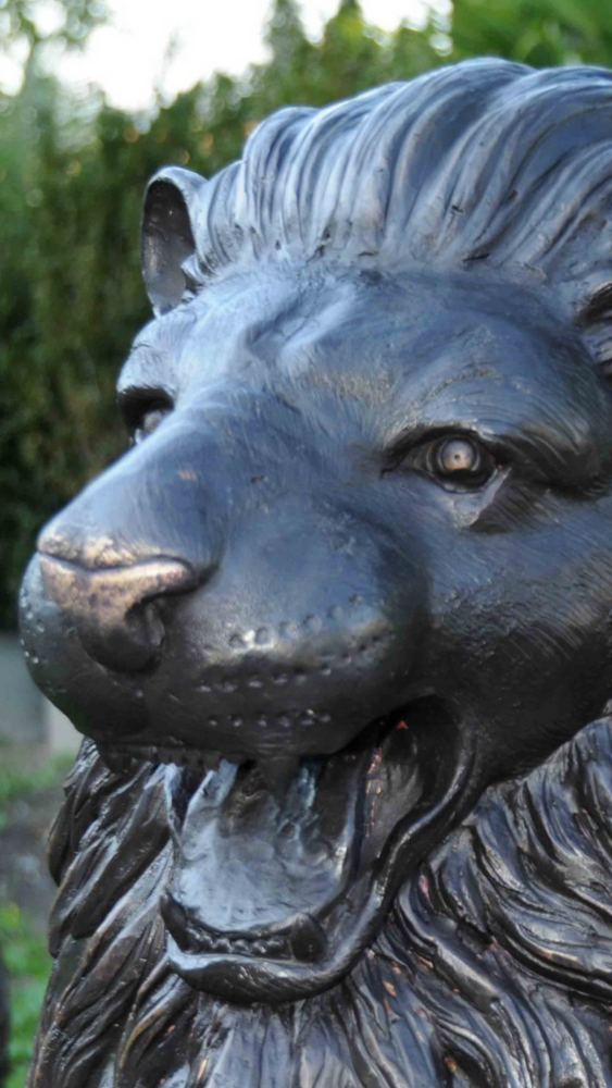 Detailaufnahme Bronzefigur Löwe