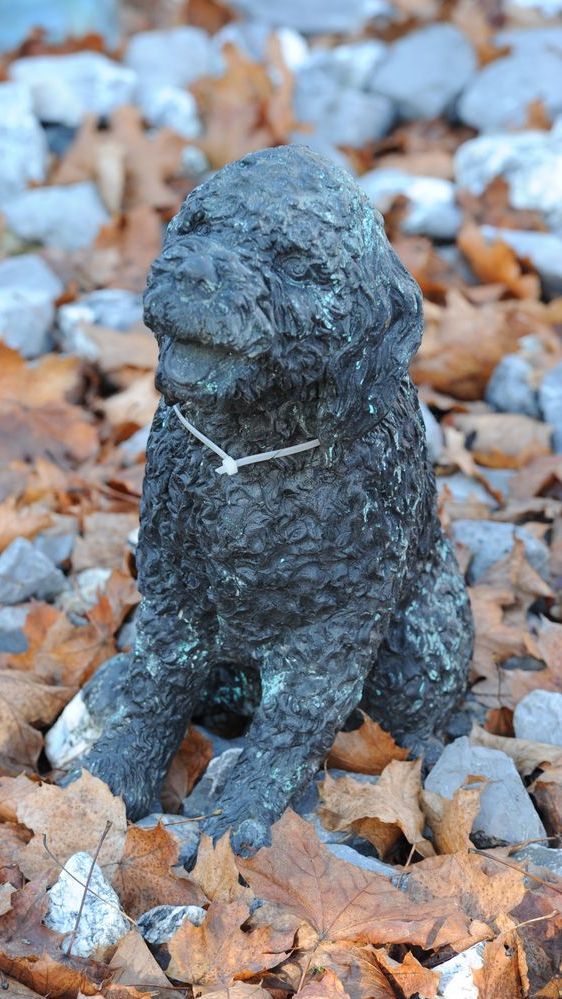 Bronzefigur eines kleinen, sitzenden Hundes