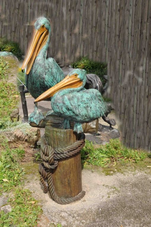 Bronzefigur von Pelikanen-Paar